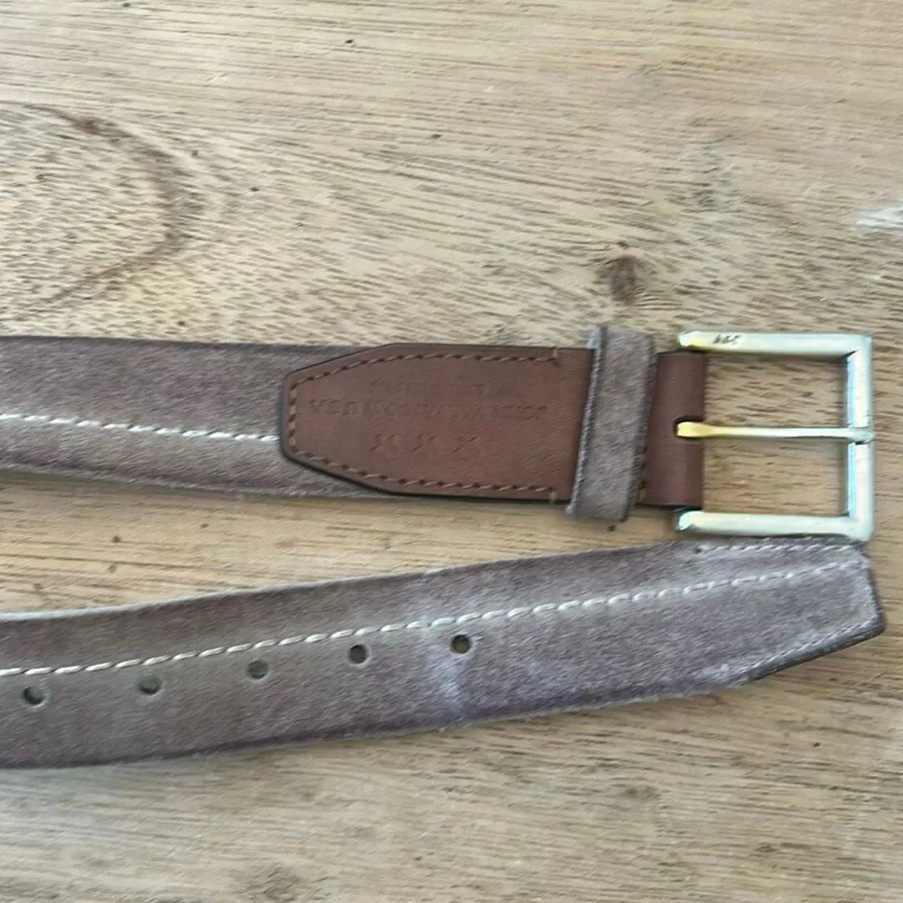 John Varvatos rustic suede men's belt size 42 beige brown